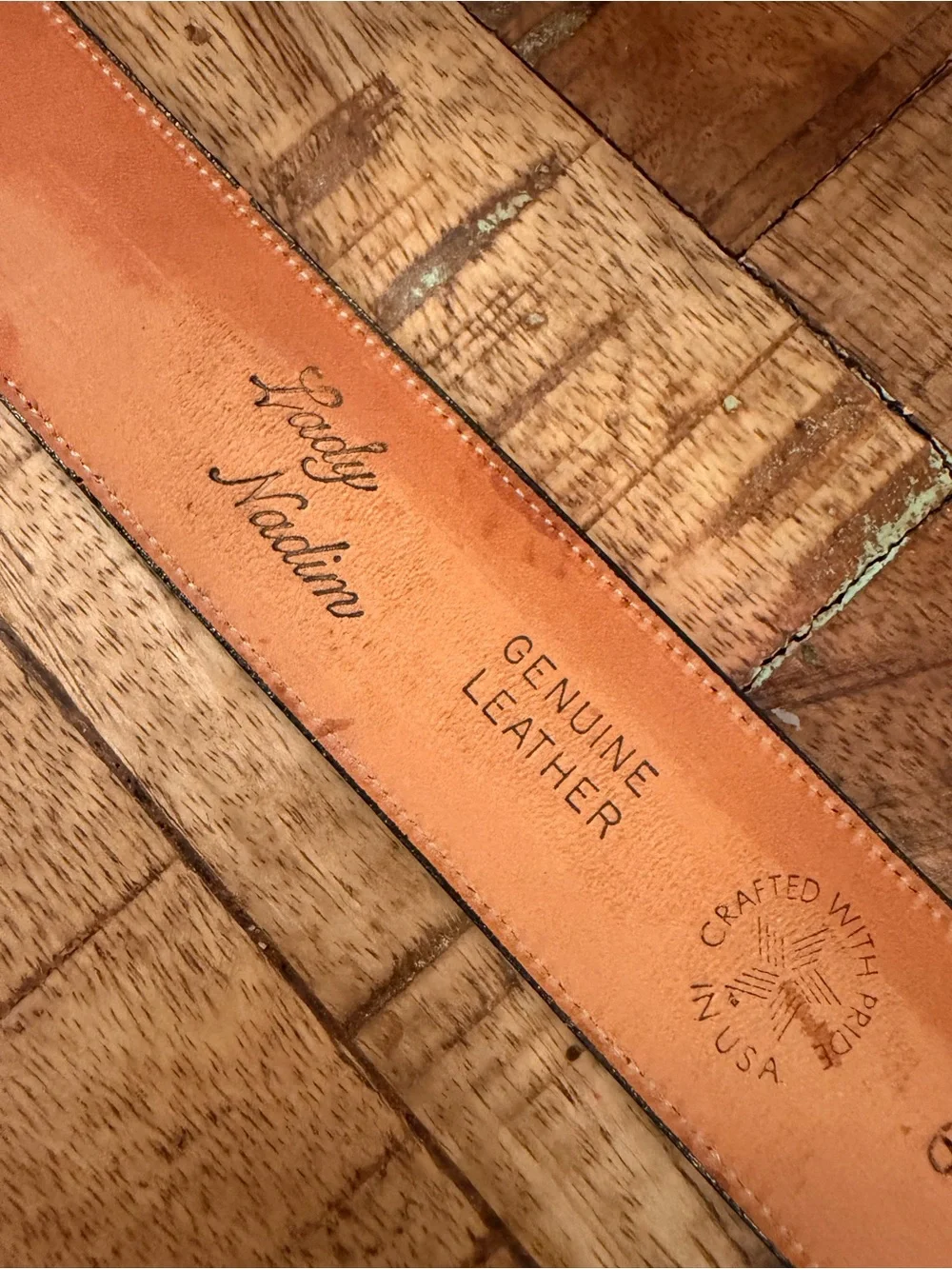 Vintage Lady Nadim Alligator Embossed Leather Belt